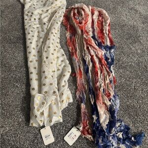 Gold Polka Dot and Multicolor Crinkle Scarves new from Claire’s